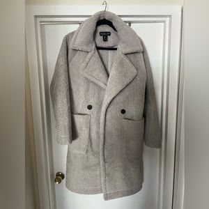 Rachel Zoe, Grey, Long Line double breasted, Teddy coat.Size medium, Gently worn